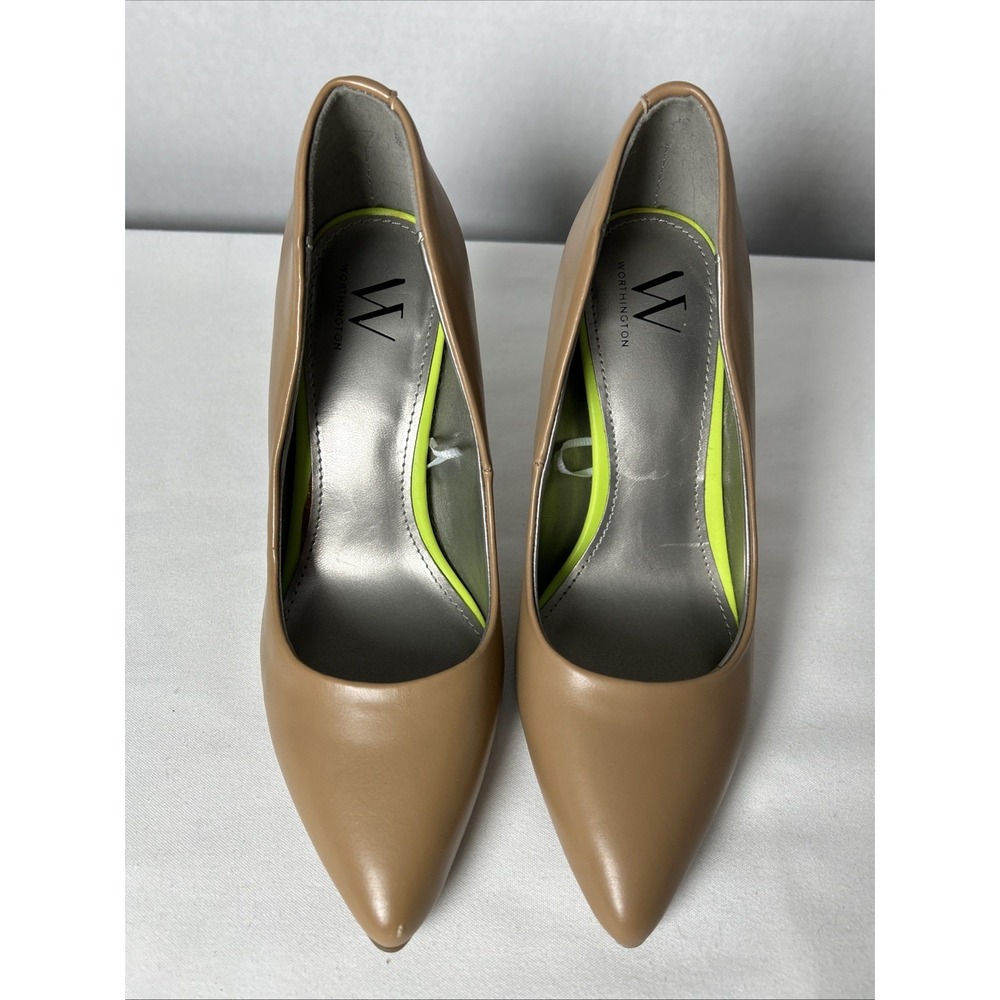 Worthington Women 7 Tan Pointed Toe Stiletto Pump Slip On Shoe 299 - Picture 11 of 11